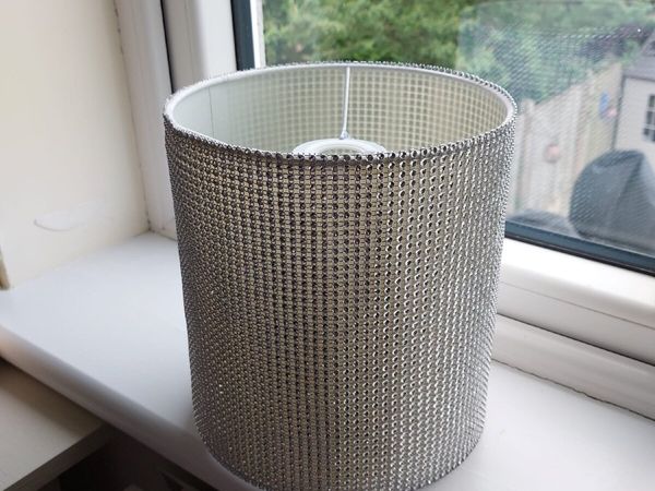 Silver Beaded Cylindrical-Shape Ceiling Lightshade