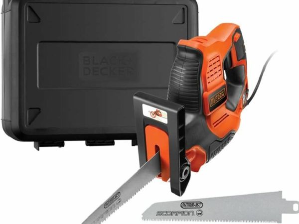 BLACK+DECKER 500 W Autoselect Scorpion-Powered Electric Saw Jigsaw and Prune with Kitbox, 3 Blades, 23mm Stroke Length