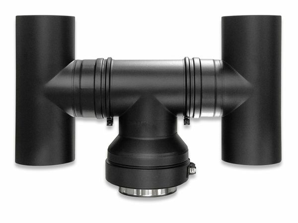 Black Twin Wall Stove Pipe H-Cowl
