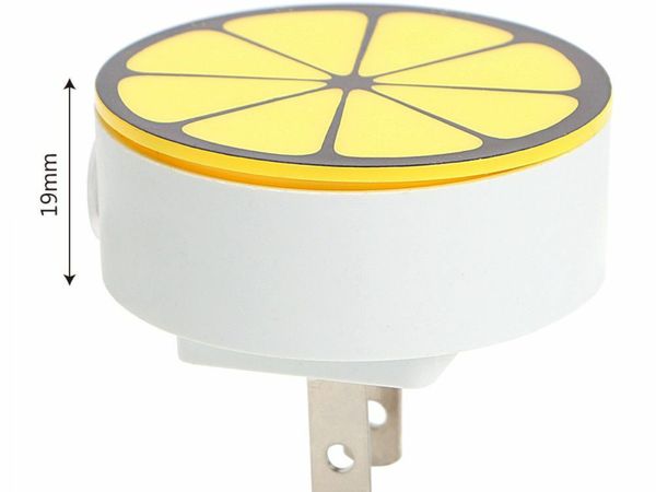 LED Night Lights Wall Lamp Home Decor Lemon US Plug Sensor Control Round Cute