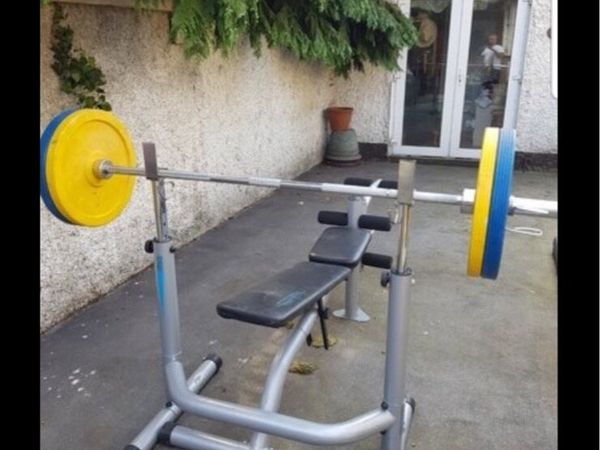 Olympic weight bench/squat rack with weights