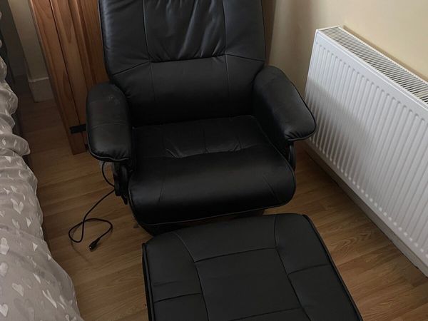 Leather swivel chair and foot stool