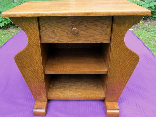 1960s Solid Oak Bedside Table magazine rack in mint perfect condition.