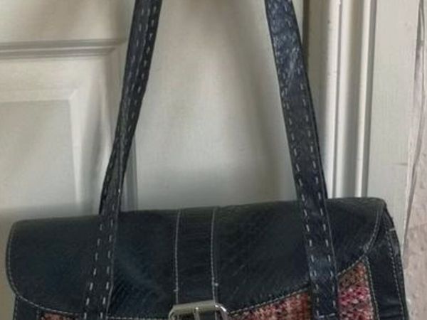 Vintage Liz Claiborne Plaid Leather/Wool Bag.