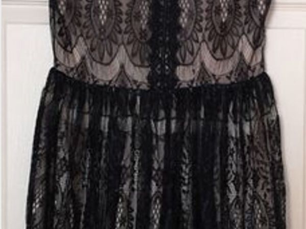 Belita Black & Nude Lace Mesh Sleeveless Dress.