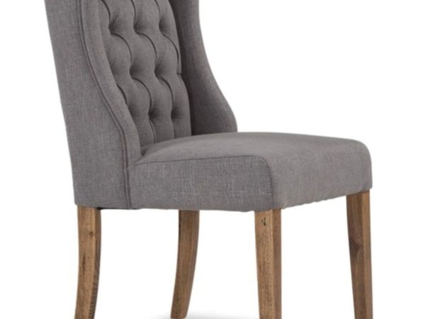 2 'Thomas' Dining Chairs Grey Fabric