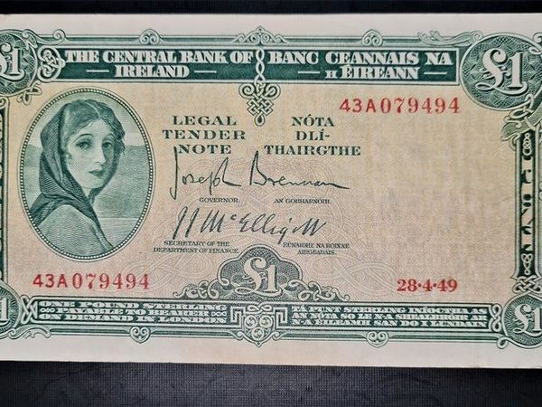 Ireland 1949 Lady Lavery 1 Pound Banknote
