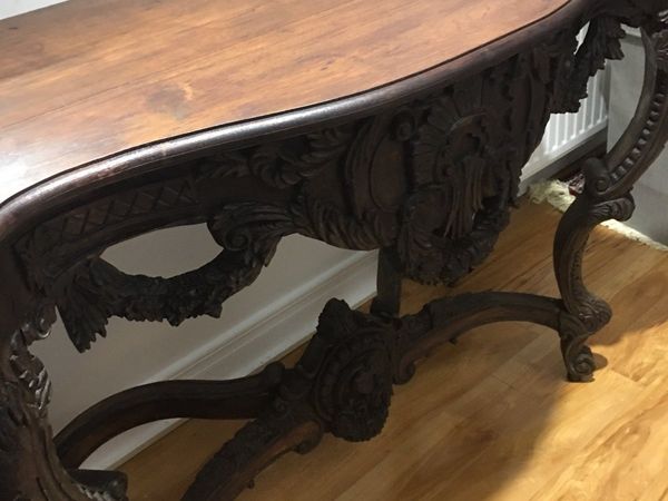 Antique early Victorian hall table hand carved sel