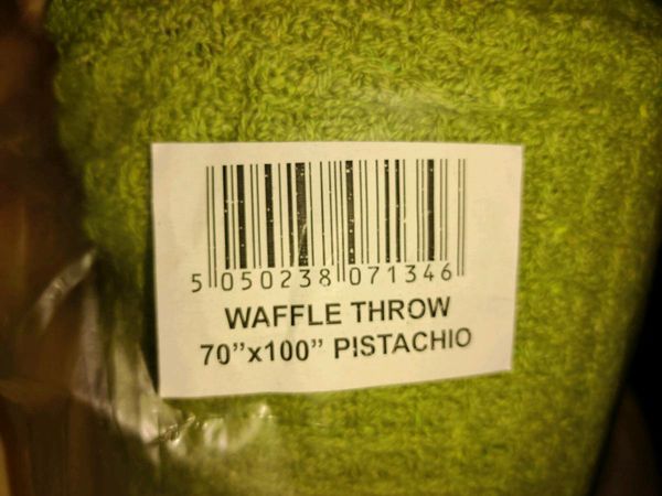 LARGE, Thick Waffle Throw Olive Green Blanket !