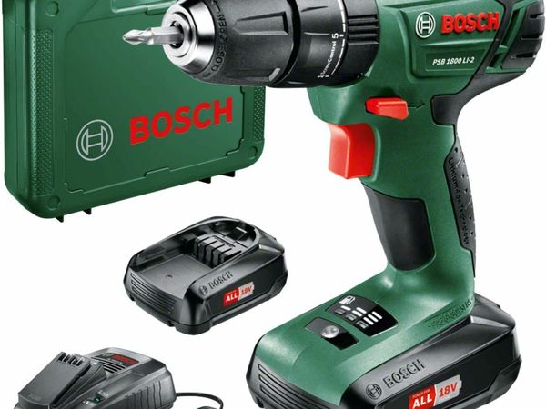 Bosch Home and Garden Cordless Combi Drill PSB 1800 LI-2 (2 batteries, 18 Volt System, in carrying case)