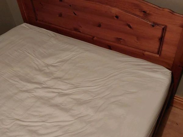 Solid pine double bed with mattress