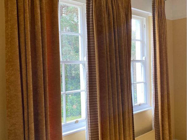 Treble Panelled, Pinch-Pleated Plush Curtains