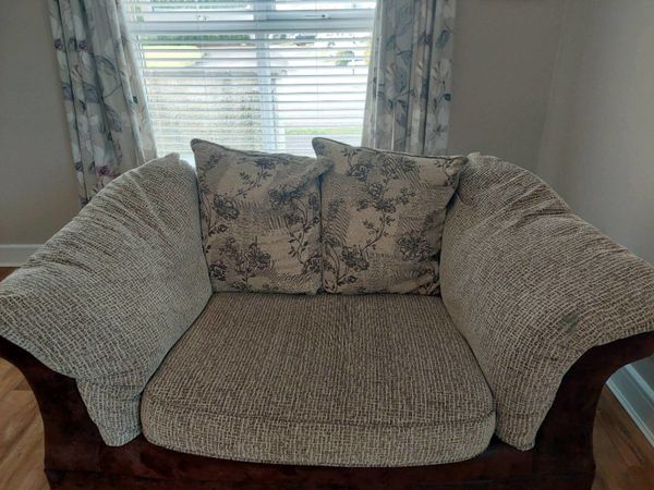 Fabric Sofa-Brown+Faux (3+2+foot stool)