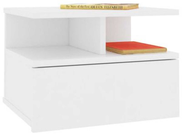 White gloss deals floating bedside table