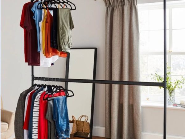 NEW 2 Tier Metal Clothes Rail Garment Hanging Rack