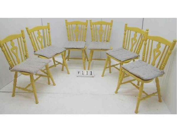 Set of 6 hand painted chairs.   #F111
