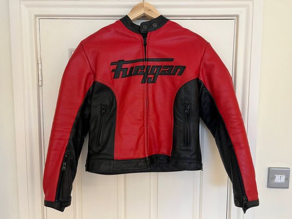 Ladies red leather motorbike jacket