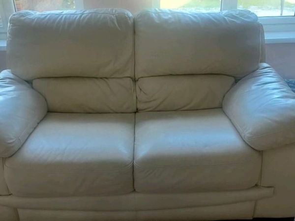 Cream Leather 3 Seater and 2 seater