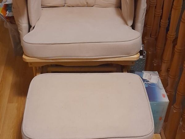 Maternity recliner glider chair and footstool