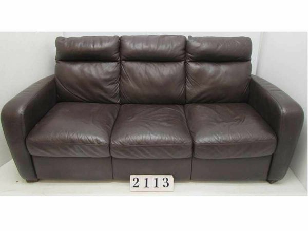 Leather three seater. #2113