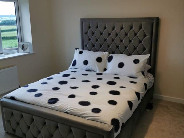 New 4’6” Grey Bumper bed & Mattress
