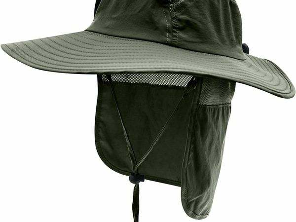 Adult UPF 50+ Sun Protection Cap Wide Brim Fishing Hat with Neck Flap