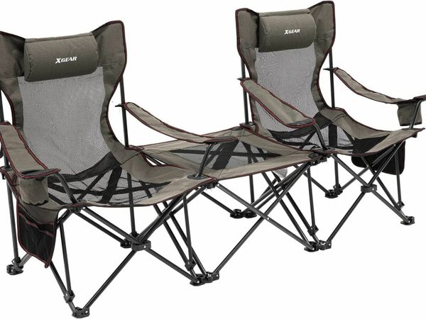 Camping Chairs Folding Reclining Portable Chair with Cup Holder Detachable Side Table and Carry Bag