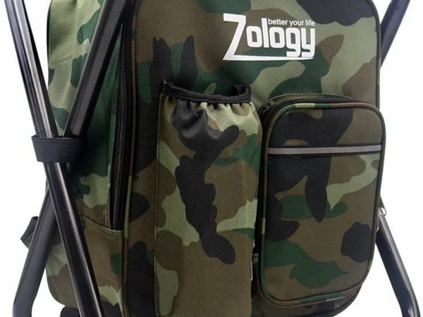 Zology Folding Camping Chair Stool Backpack with Cooler Insulated Picnic Bag