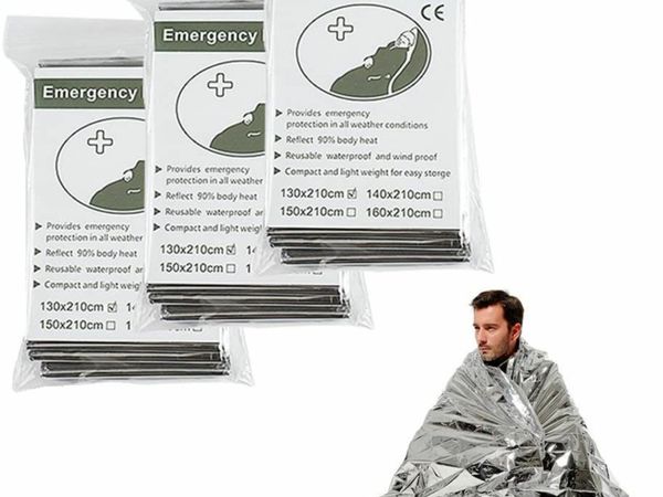 MIXIAO Emergency Thermal Blankets, Survival Reflective Thermal First Aid Foil Blanket (Silver,3 Pack)