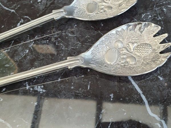 Vintage Silver Plated Mixed Berry Design Pair of Spoons