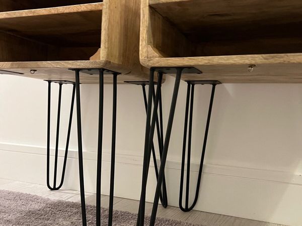 Pair new side tables industrial retro style