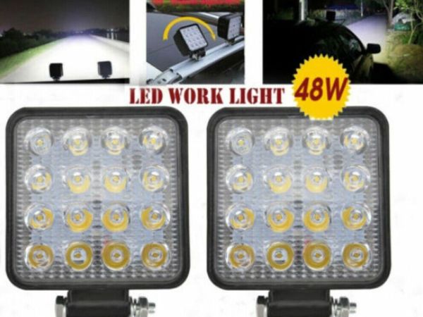 Pair LED Work Light Bar Flood Spot Lights Driving Offroad Boat Truck SUV 12V 24V
