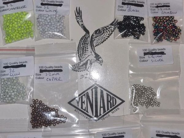 Fly tying beads coloured countersunk 3.2mm 4mm 2.4