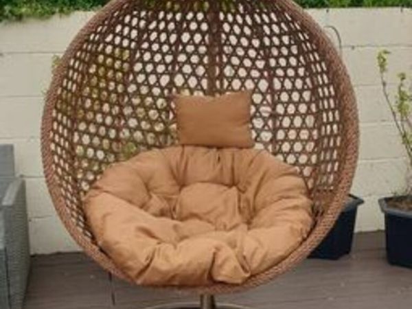 RATTAN Garden XXL Hanging Egg Swing Chair+ Cover