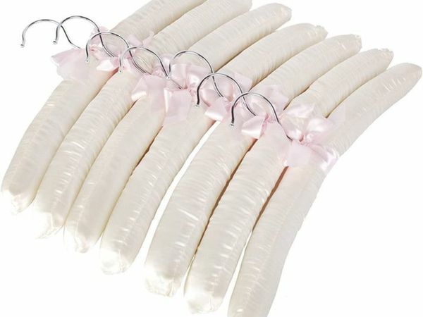 Pack of 10 Pale Ivory Satin Padded Clothes Hangers - 38Cm, for Dresses, Bridal, Lingerie, Woolen Items Etc