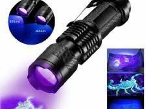 LED UV Flashlight Ultraviolet Torch With Zoom Function Mini UV Black