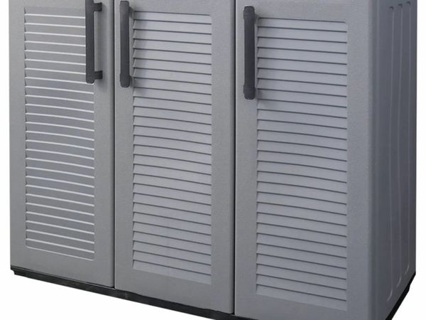 Garden Storage Cabinet Grey and Black 102x37x84 cm