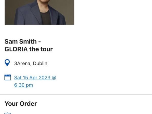 Sam Smith tickets 3 Arena - Saturday 15th April