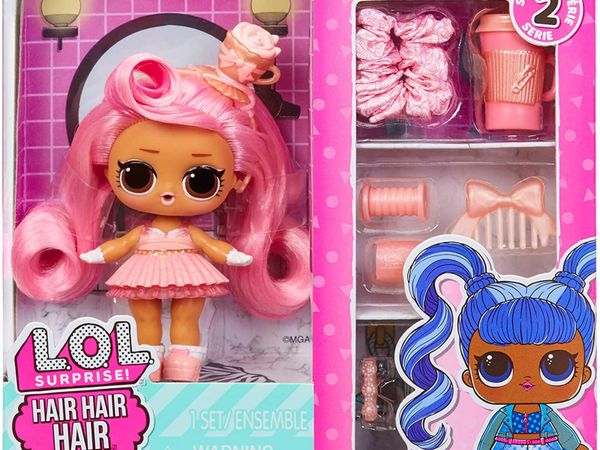 LOL Surprise Hair Hair Hair Dolls Series 2 - Unbox 10 Surprises Including a Collectible Doll with Real Hair, Fashion and Accessories - Suitable for Kids and Collectors Ages 4+