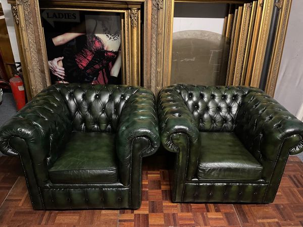 Pair of chesterfield club chairs
