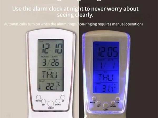 White Mini LED Alarm Clock Electronic Clock With Temperature