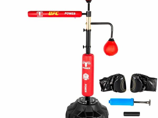 Reflex Bag Freestanding Height Adjustable Spinning Bar with Boxing Gloves