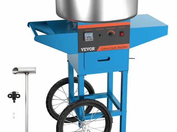 Blue Commercial Cotton Candy Machine with Cart 220V Stainless