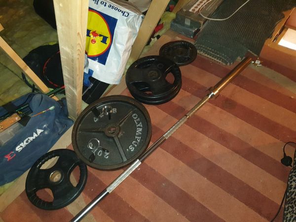 Olympic barbell and 100kg of plates