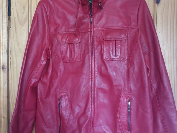Ladies red leather jacket (free postage)