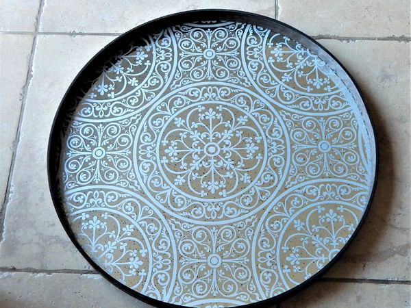 Notre Monde Ethnicraft large mirrored wooden tray