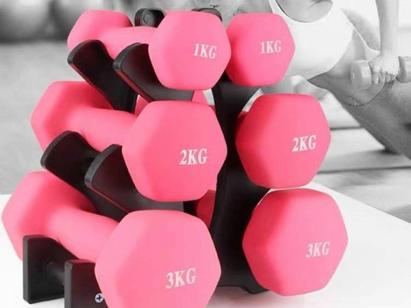 Pink Neoprene Dumbbell Set-With Rack INcluded
