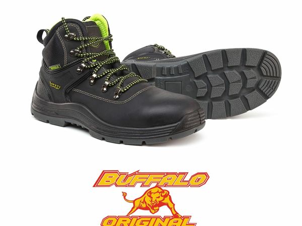 Black buffalo safety boots size 8 9 10 11 12