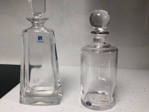 Glass crystal decanter x 2