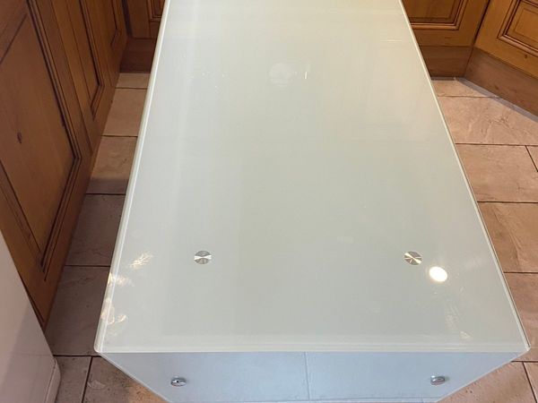 White glass top desk / dressing table